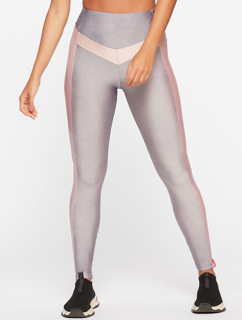 Calça Legging Com Recortes Lisa Sparkle Prata Body For Sure
