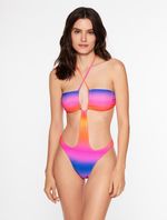Maiô Cut Out Estampado Water Power  Ultra Pink Body For Sure