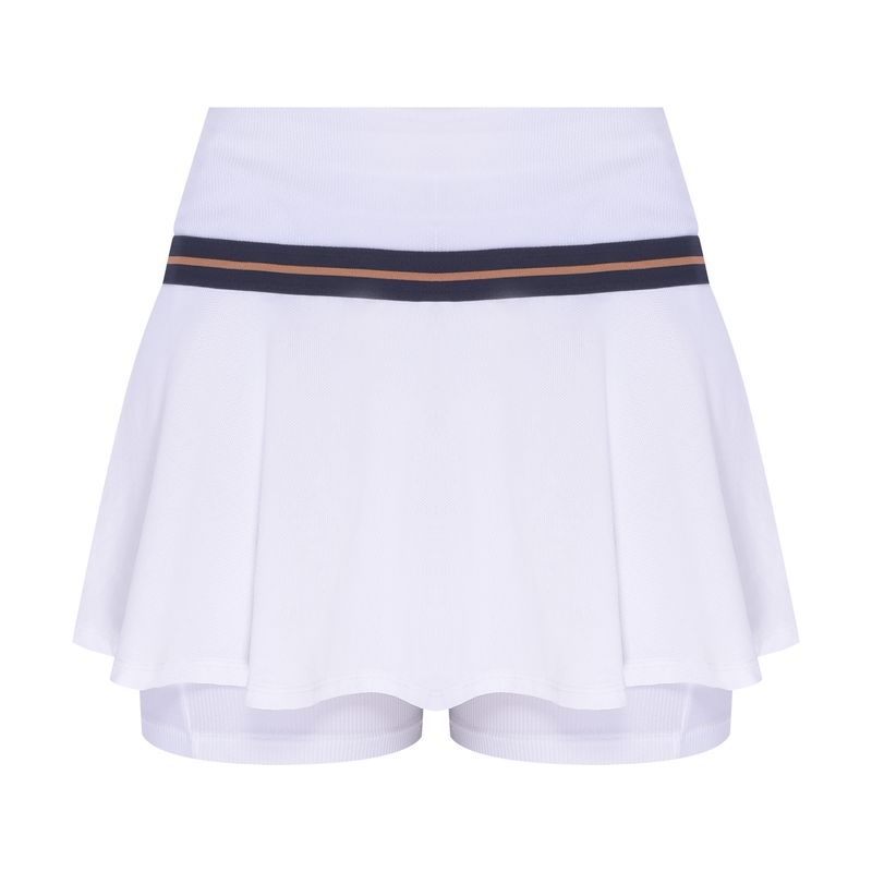 Top Alça Reta + Saia Shorts Liso Classic Branco Body For Sure